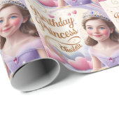 Prinses viert gelukkige verjaardag cadeaupapier (Rol Hoek)