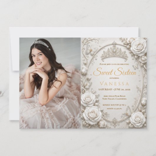 Prinses vlinders foto sweet 16 kaart (Voorkant)