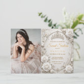 Prinses vlinders foto sweet 16 kaart (Staand voorkant)