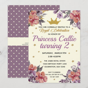 Prinses Waterverf Bloem & Goud Glitter Elegant  Kaart
