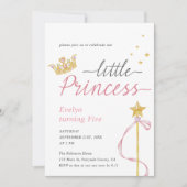 Prinses Waterverf Kroon en toverstokverjaardag Kaart (Voorkant)