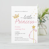 Prinses Waterverf Kroon en toverstokverjaardag Kaart (Staand voorkant)