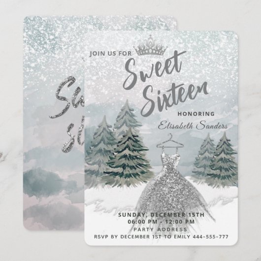 Prinses Waterverf winter wonderland lief 16 Kaart (Voorkant / Achterkant)