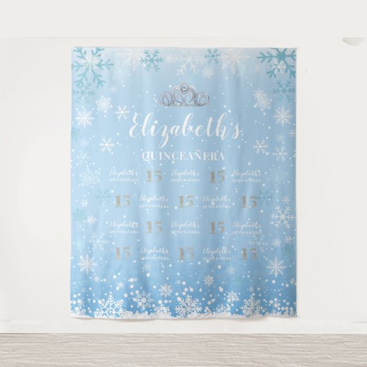 Prinses Winter Quinceañera photobooth Achtergrond Wandkleed (Voorkant)