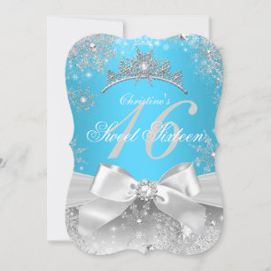 Prinses Winter Wonderland Blauwe Sweet 16 Kaart