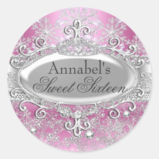 Prinses Winter Wonderland Sweet 16 Sticker (Voorkant)