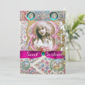 PRINSES ZOETE 16 VERJAARDAGSFEESTJE ,FLORALE EDELG KAART (Staand voorkant)