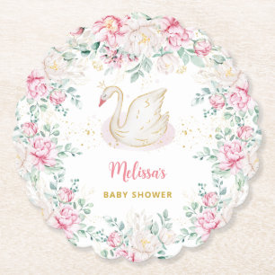 Prinses Zwaan Baby Shower Kartonnen Onderzetters