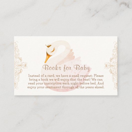 prinses zwaan meisje boeken voor Baby shower Informatiekaartje (Voorkant)