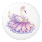 Prinses Zwaan Meisje Keramische Knop (Voorkant)