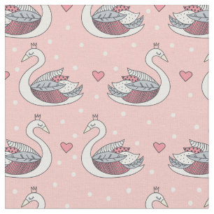 Prinses Zwaan Patroon Blush Roze Vogels Baby Girl Stof
