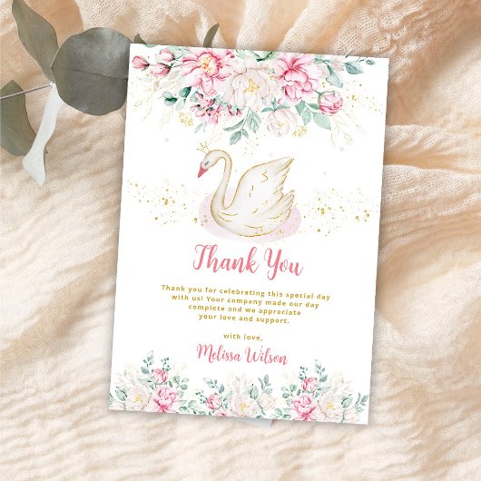 Prinses Zwanen Baby Shower Bedankkaart