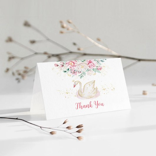 Prinses Zwanen Baby Shower Bedankkaart
