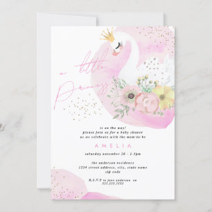Prinses Zwanenmeisje Roze Goud Baby Shower Kaart