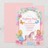 Prinsessen en een verjaardagsuitnodiging voor eenh kaart (Voorkant / Achterkant)