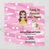 Prinsessen- en Puppies-feestje Kaart (Voorkant / Achterkant)