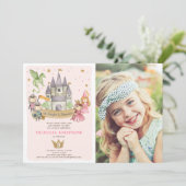 Prinsessen en Ridders Meisje Verjaardag Uitnodigin Kaart (Staand voorkant)
