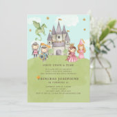 Prinsessen en Ridders Meisje Verjaardag Uitnodigin Kaart (Staand voorkant)