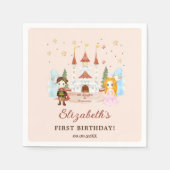 Prinsessen en Ridders Meisje Verjaardagsfeest Servet (Voorkant)