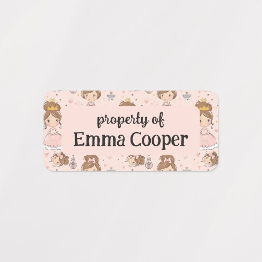 Prinsessen & Harten Zachte Pastels Kinderen Labels (Design 1)