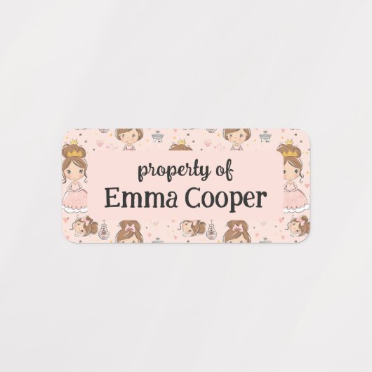 Prinsessen & Harten Zachte Pastels Kinderen Labels (Design 2)