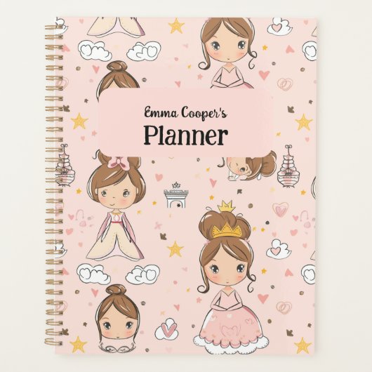 Prinsessen & Harten Zachte Pastels Kinderen Planner (Voorkant)