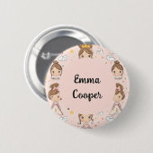 Prinsessen & Harten Zachte Pastels Kinderen Ronde Button 5,7 Cm (Voorkant /achterkant)