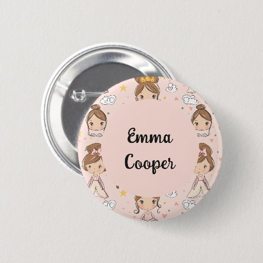 Prinsessen & Harten Zachte Pastels Kinderen Ronde Button 5,7 Cm (Voorkant /achterkant)