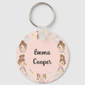 Prinsessen & Harten Zachte Pastels Kinderen Sleutelhanger (Voorkant)