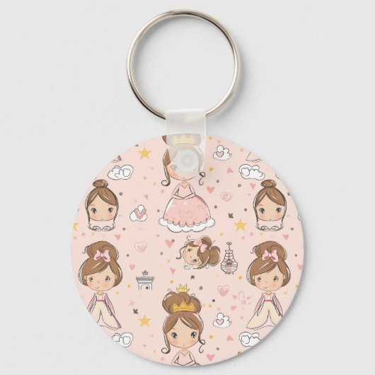 Prinsessen & Harten Zachte Pastels Kinderen Sleutelhanger (Achterkant)
