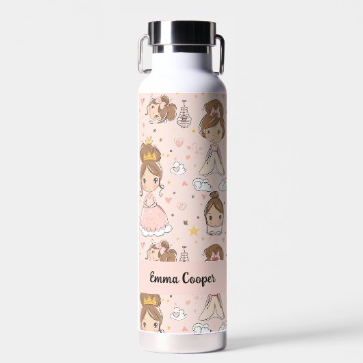 Prinsessen & Harten Zachte Pastels Kinderen Waterfles (Voorkant)