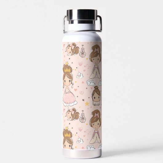 Prinsessen & Harten Zachte Pastels Kinderen Waterfles (Achterkant)