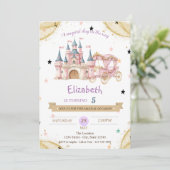 Prinsessen Kasteel Koets Sterren Verjaardag Kaart (Staand voorkant)