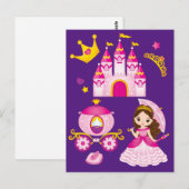 Prinsessen Kasteel Tiara Kroon Meisjes Paars Briefkaart (Voorkant / Achterkant)