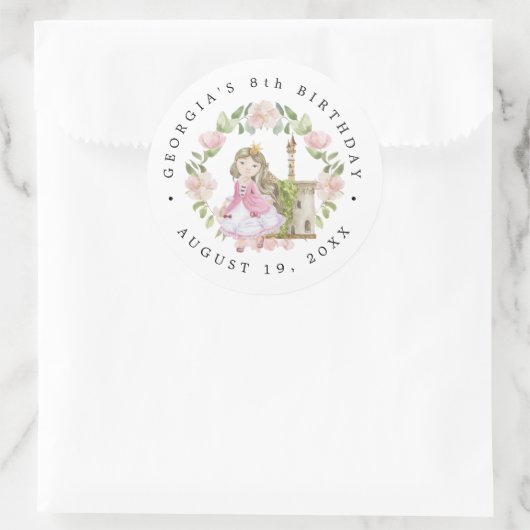 Prinsessen, Ridders & Draken Sprookjes Verjaardag Ronde Sticker (Tas)