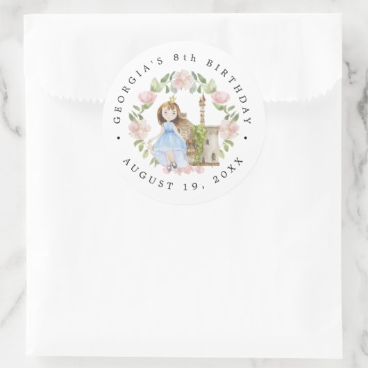 Prinsessen, Ridders & Draken Sprookjes Verjaardag Ronde Sticker (Tas)