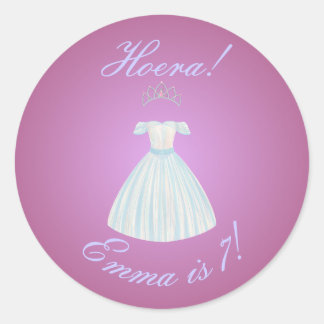 Prinsessen Sticker "Hoera!" Roze Gradiënt & Blauwe