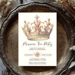 Prinsessen Thee Partij Elegante Waterverf Kroon Kaart