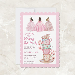 Prinsessen Theepartij Whimsical Roze Waterverf Kaart