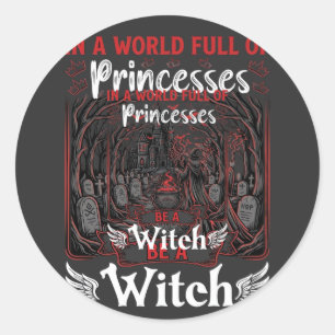 Prinsessen Wees Heks Halloween Kasteel Ketel Graf Ronde Sticker