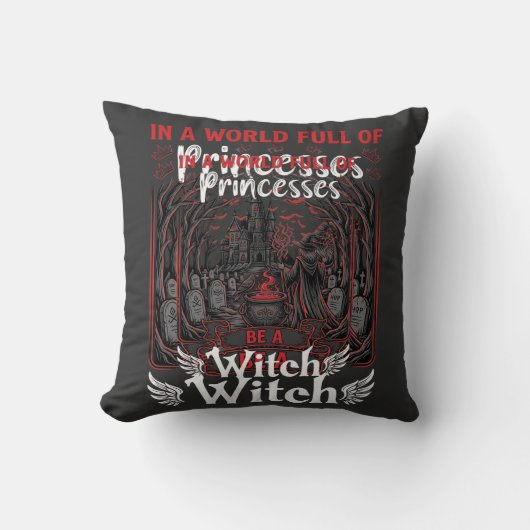 Prinsessen Worden Heks Halloween Kasteel Ketel Gra Kussen (Voorkant)