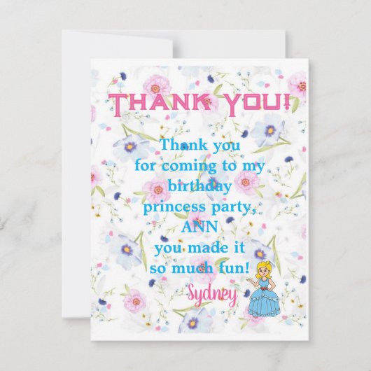Prinsessenfeest Bedankt Koninklijk Thema (Voorkant)