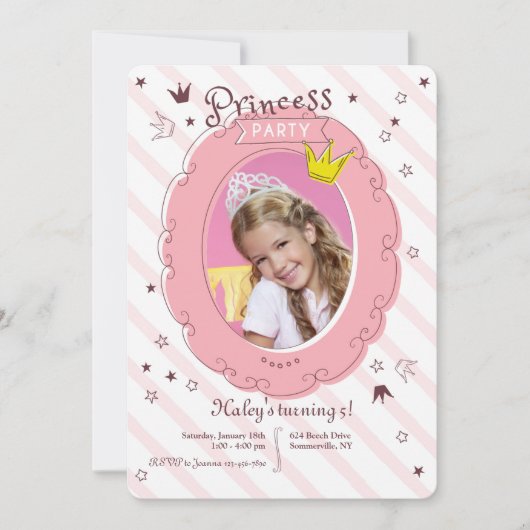 Prinsessenfeest Foto Uitnodiging (Voorkant)