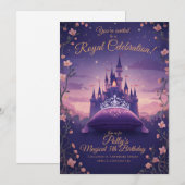 Prinsessenfeest Koninklijke Viering Uitnodiging (Voorkant / Achterkant)