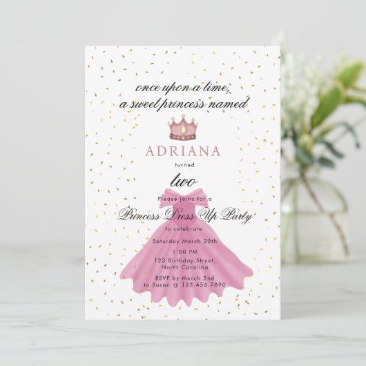 Prinsessenjurk Sprookje Eens Upon Een Tijd Verjaar Kaart (Staand voorkant)