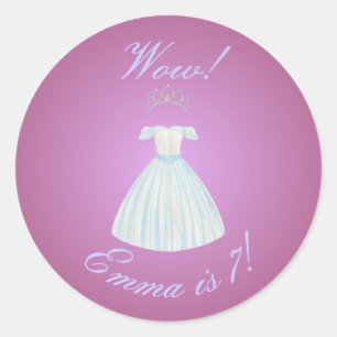 Prinsessenjurk & Tiara Sticker Roze & Blauwe Gradi