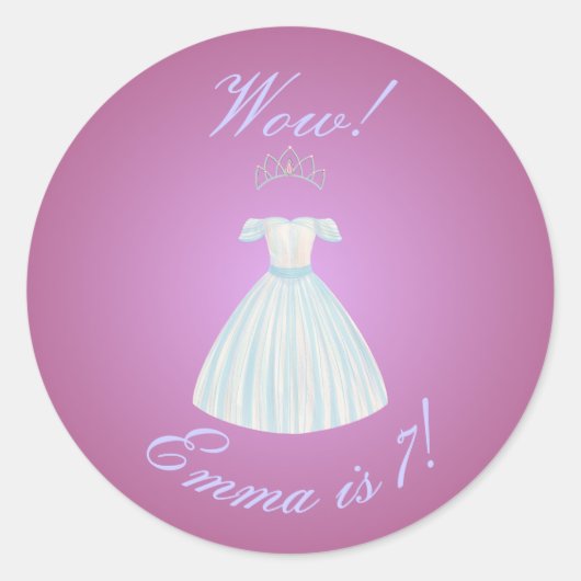 Prinsessenjurk & Tiara Sticker Roze & Blauwe Gradi (Voorkant)