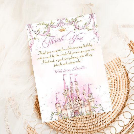 Prinsessenkasteel Meisje Verjaardag Bedankt Kaart