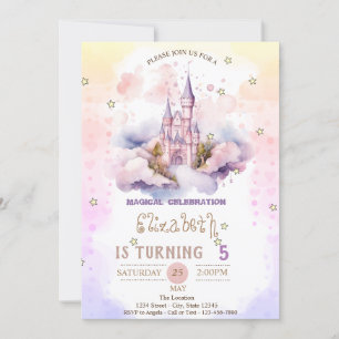 Prinsessenkasteel Wolken, Sterren Pastel Verjaarda Kaart