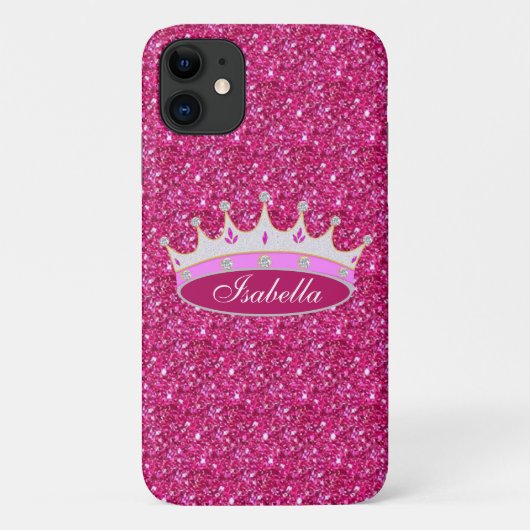 Prinsessenkroon & edelstenen op roze glitters Case-Mate iPhone case (Achterkant)